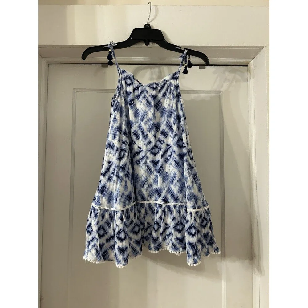 Tommy Bahama Swing Summer Sun Dress Blue And White Girls Size 7 Beach Vacation